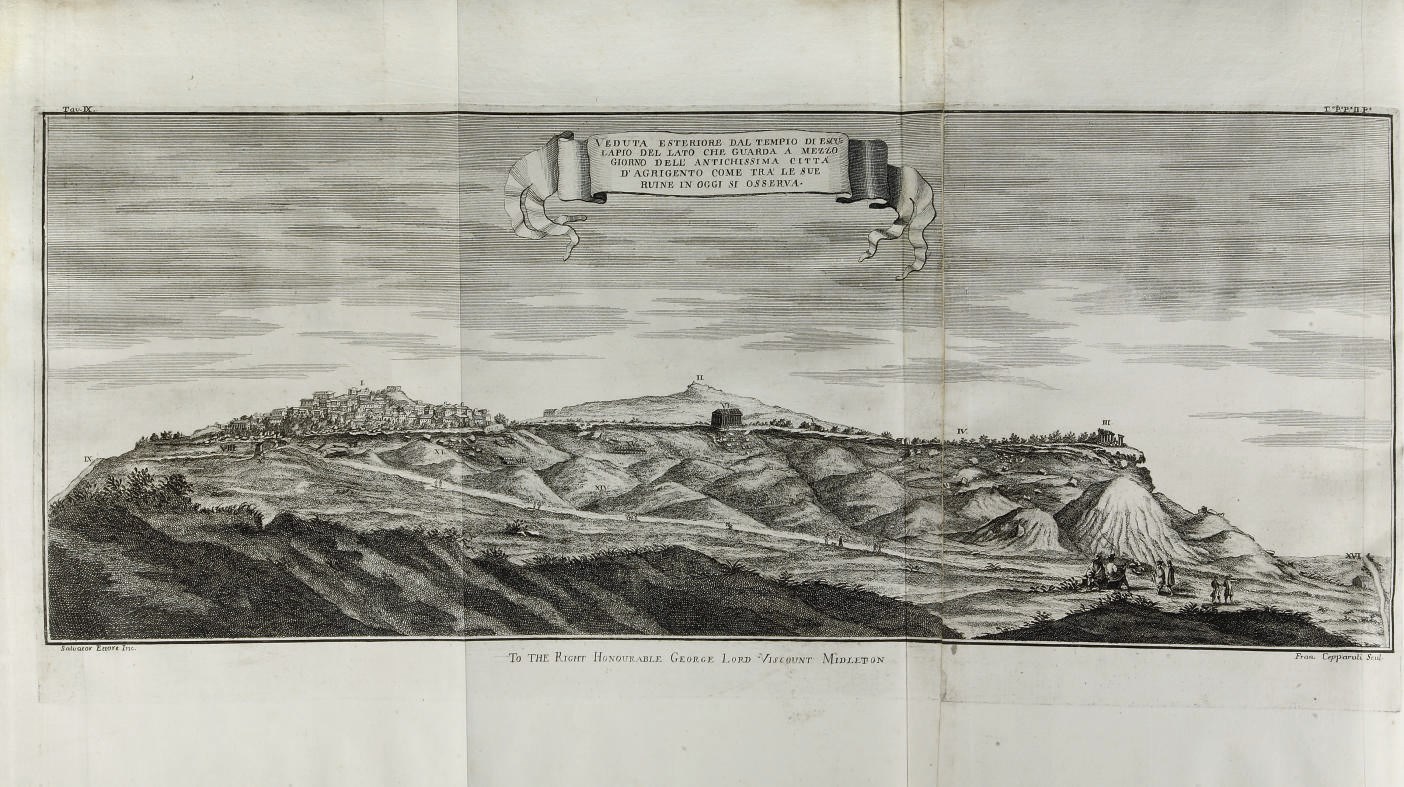 PANCRAZI, Giuseppe-Maria (mort vers 1764). Antichità Siciliane Spiegate colle Notizie Generali di questo Regno. Naples: Alessio Pellecchia, 1751-1752.