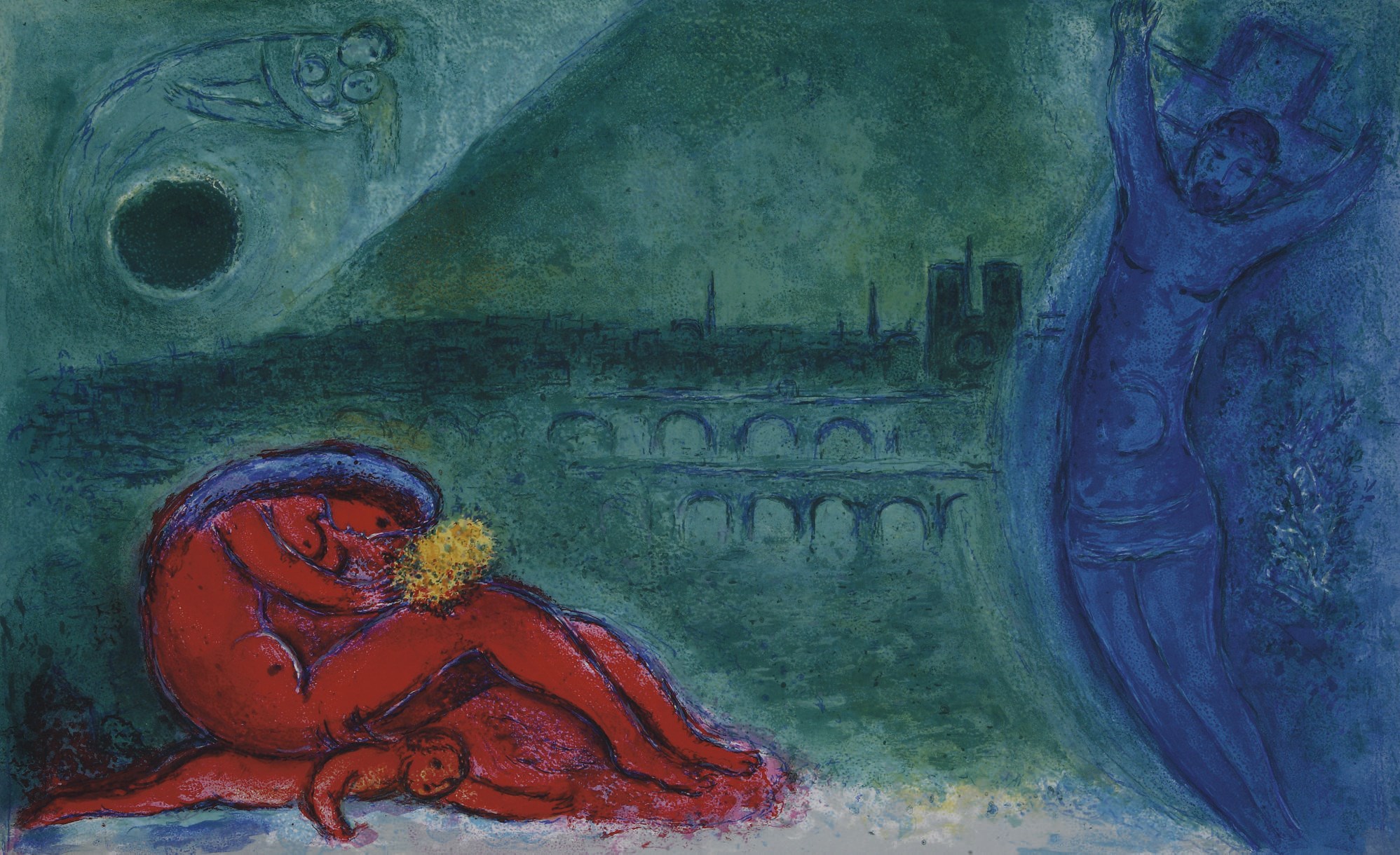 [CHAGALL, PICASSO, MASSON, BEAUDIN, BRAQUE, BRIANCHON, CARZOU, DUNOYER DE SEGONZAC, VAN DONGEN, VILLON] -- Alexandre ARNOUX, Gérard BAUËR, Hervé BAZIN, André BILLY, Roland DORGELÈS, Jean GIONO, Philippe HÉRIAT, Pierre MAC ORLAN, Raymond QUENEAU, Armand SALACROU. Regards sur Paris. Paris: André Sauret, 1963.