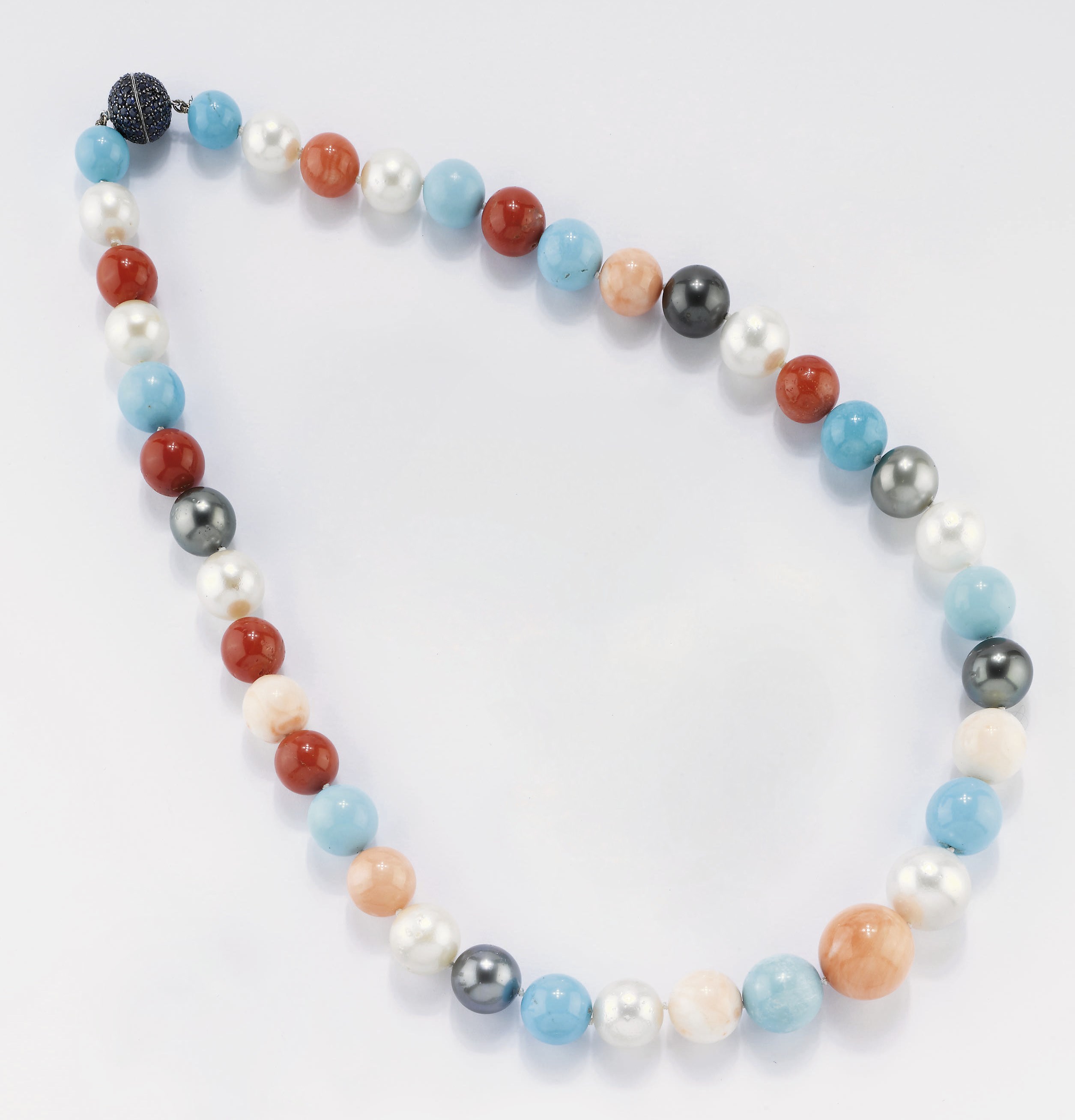 COLLANA IN PERLE COLTIVATE, CORALLO E TURCHESE