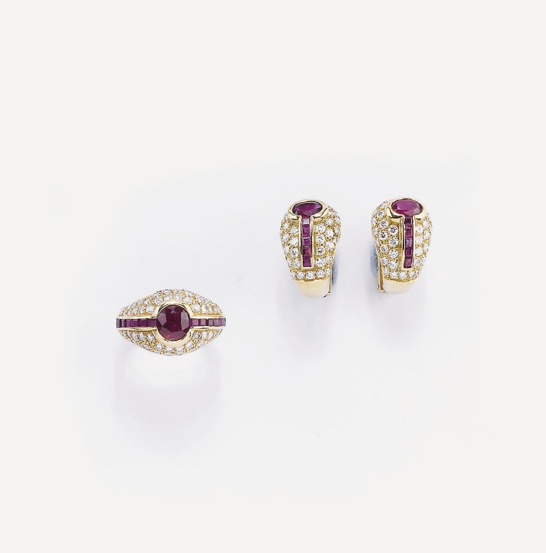 DEMI PARURE IN RUBINI E BRILLANTI