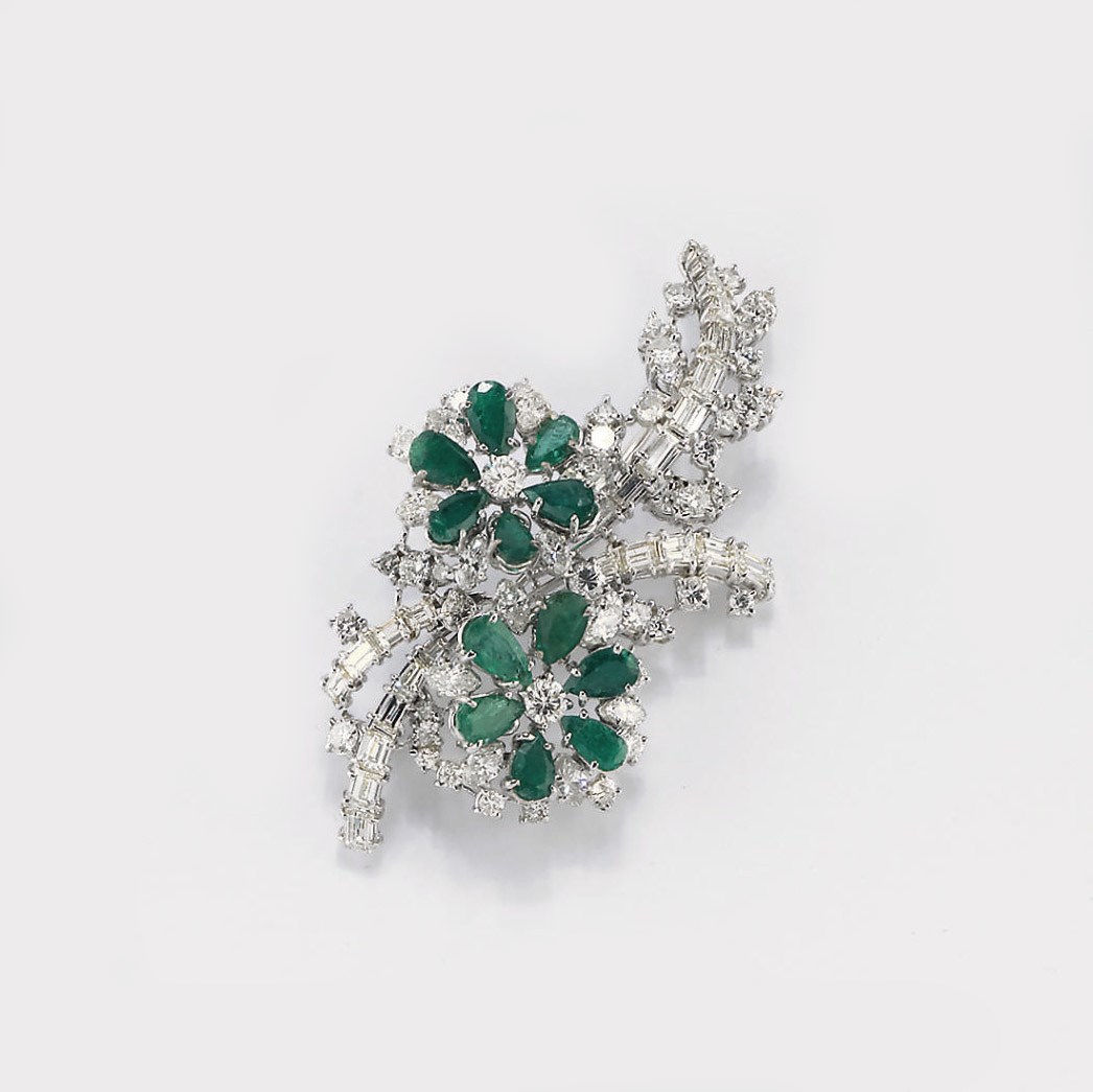 SPILLA IN DIAMANTI E SMERALDI