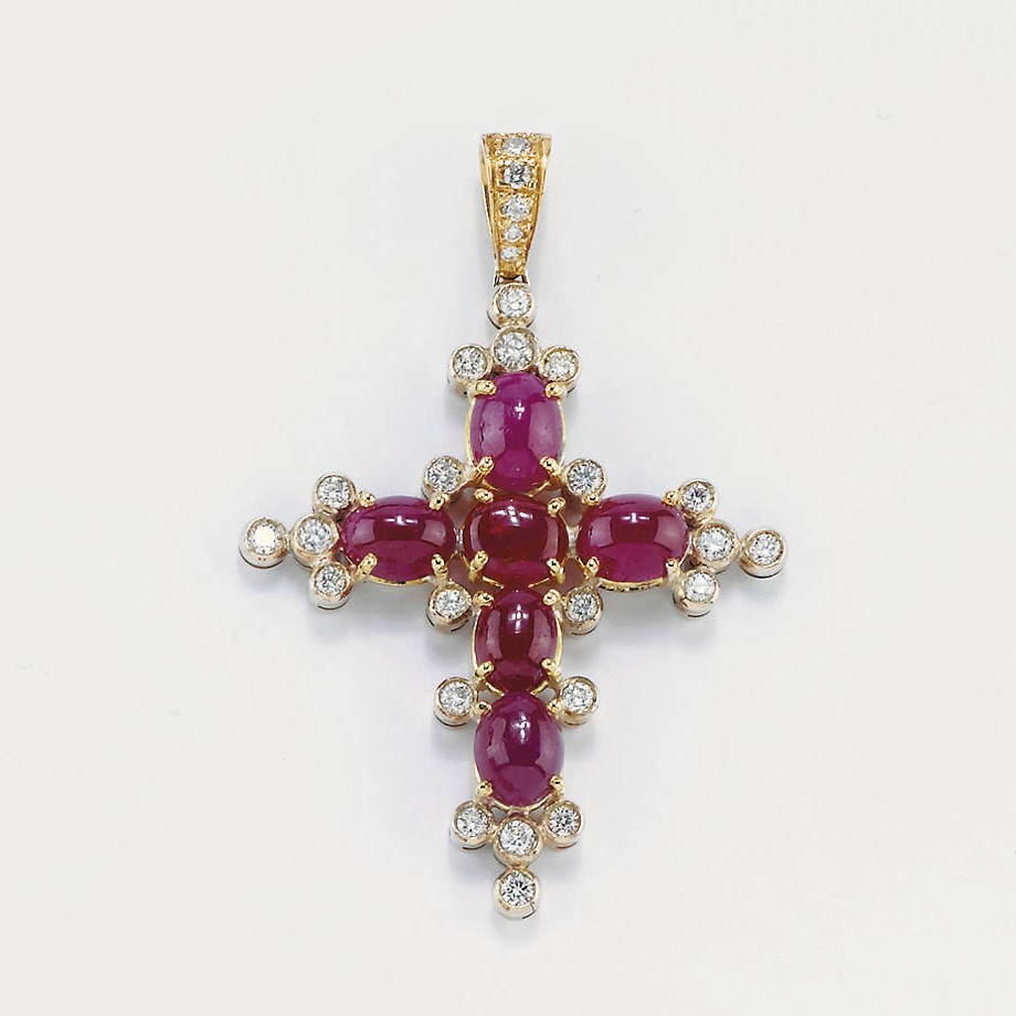 CROCE IN RUBINI E BRILLANTI