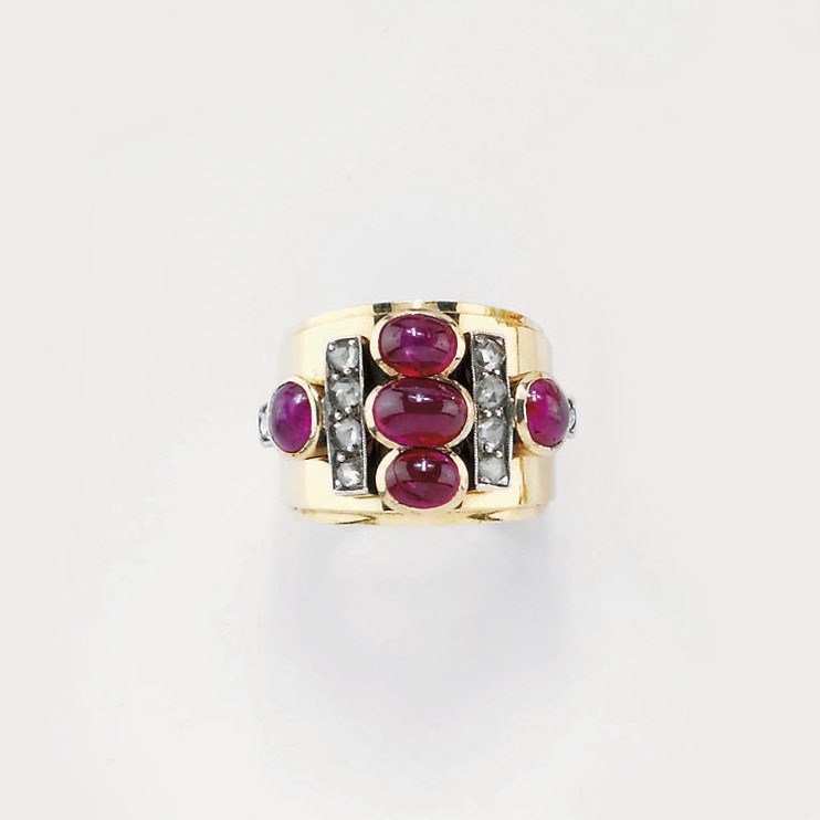 ANELLO CON RUBINI E DIAMANTI