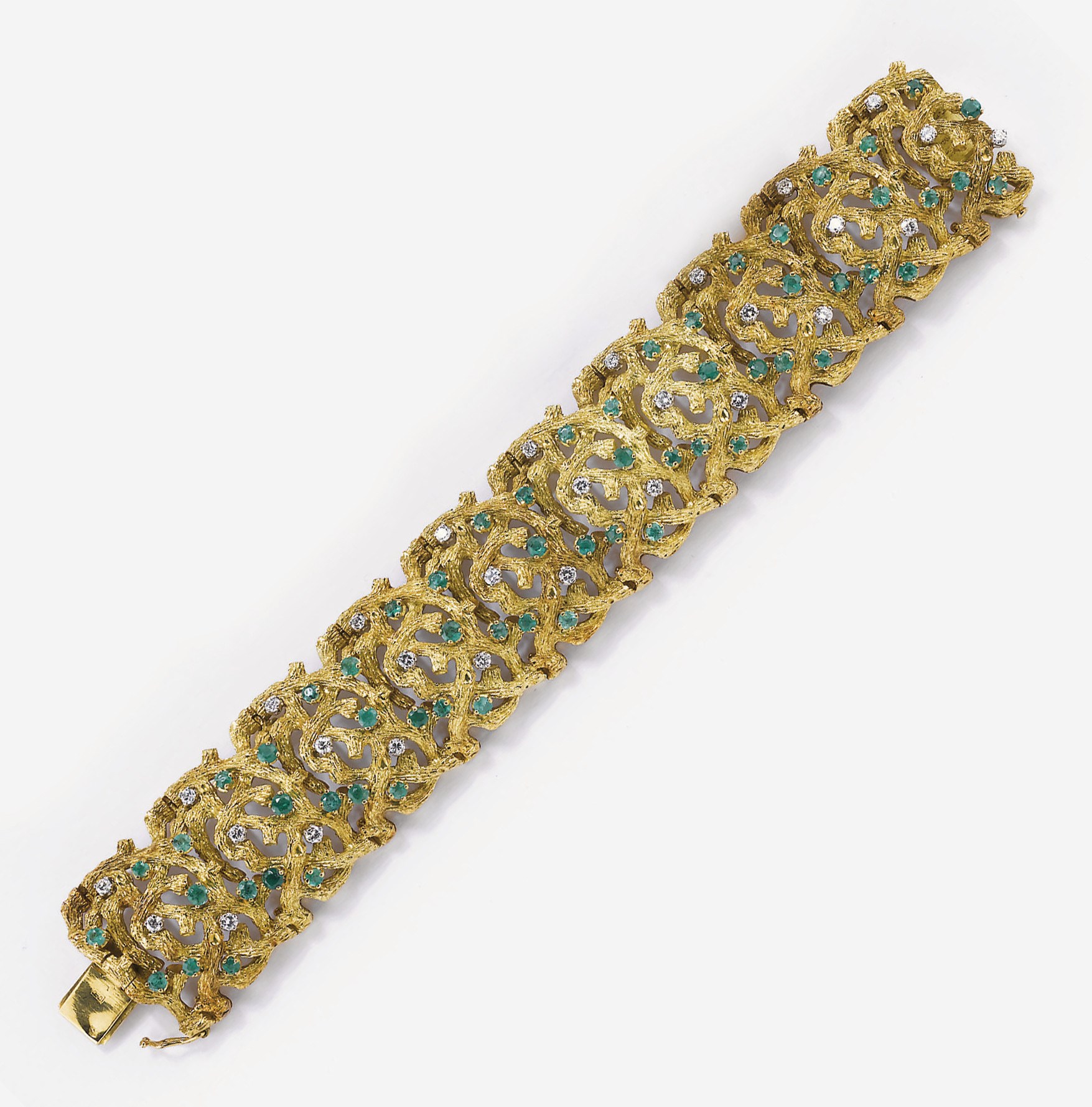 BRACCIALE IN ORO, BRILLANTI E SMERALDI