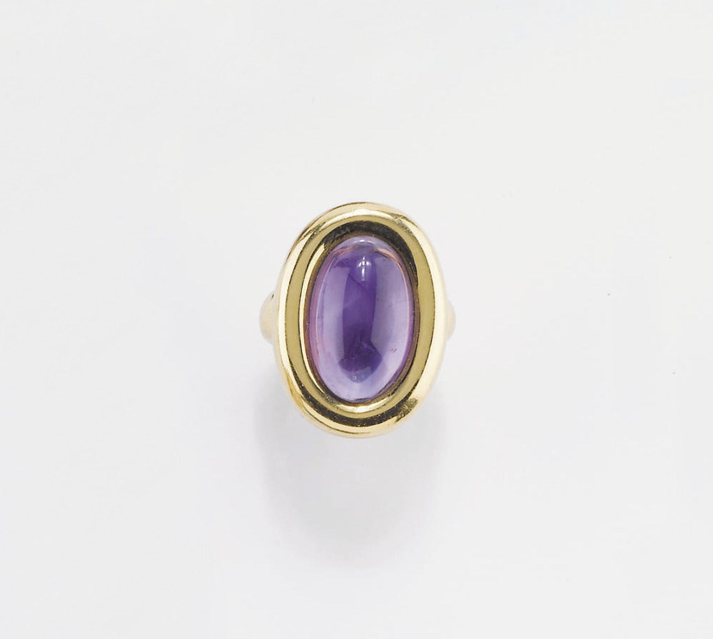 ANELLO CON AMETISTA OVALE CABOCHON