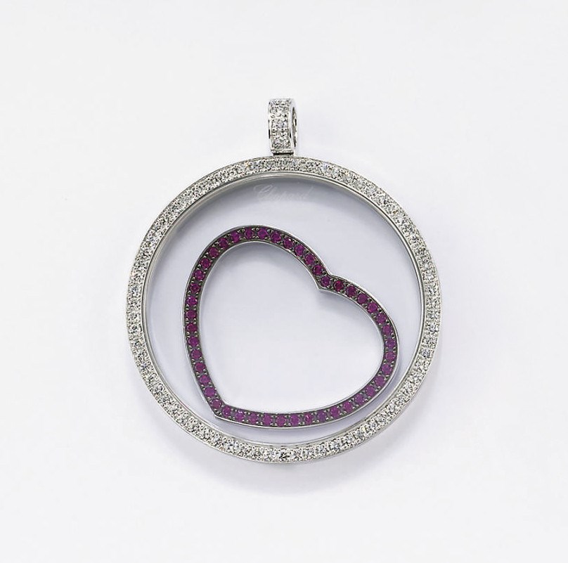 PENDENTE "HAPPY SPIRIT" IN BRILLANTI E RUBINI, FIRMATO CHOPARD
