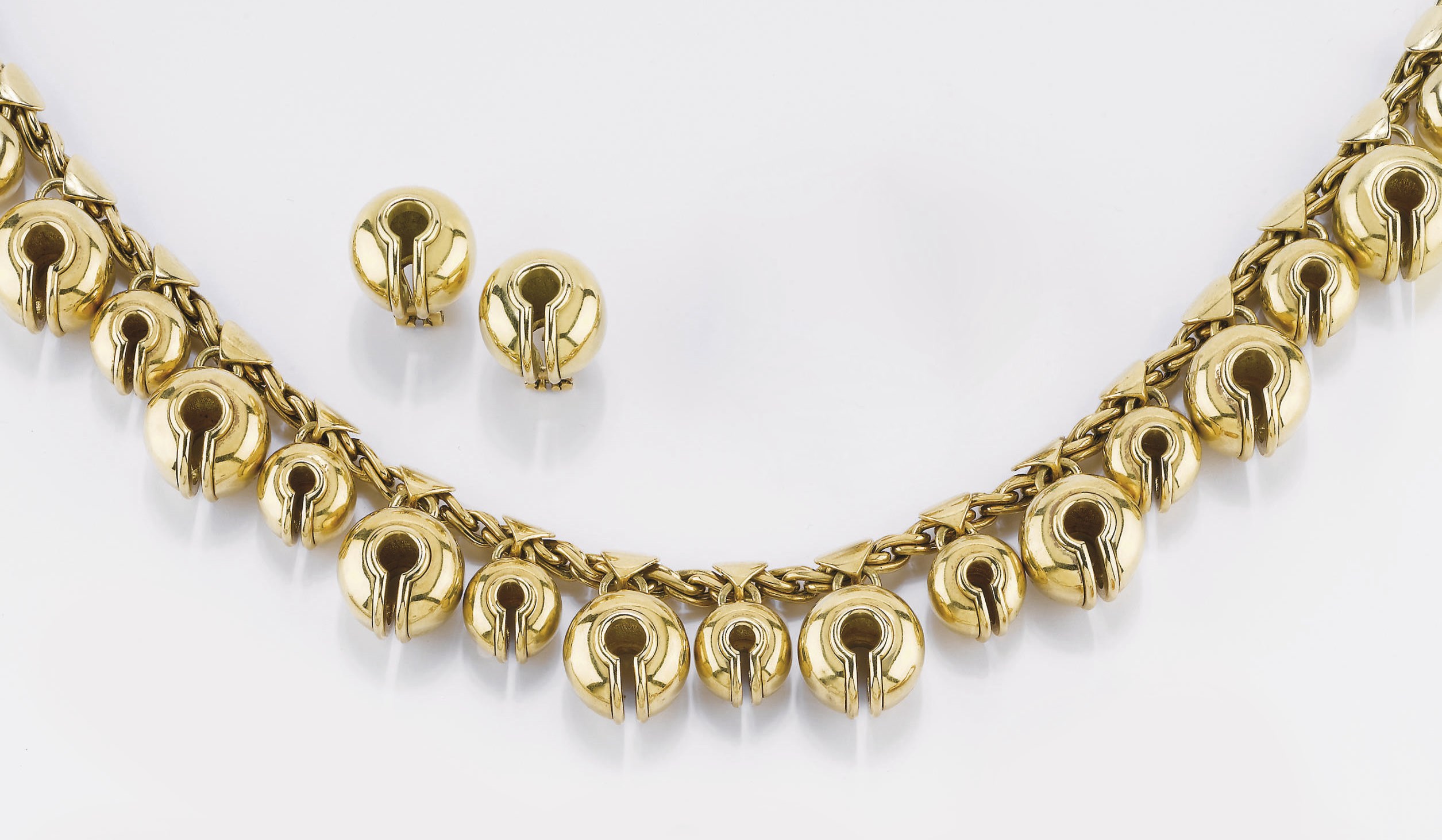 DEMI PARURE IN ORO GIALLO, COLLANA FIRMATA MARINA B