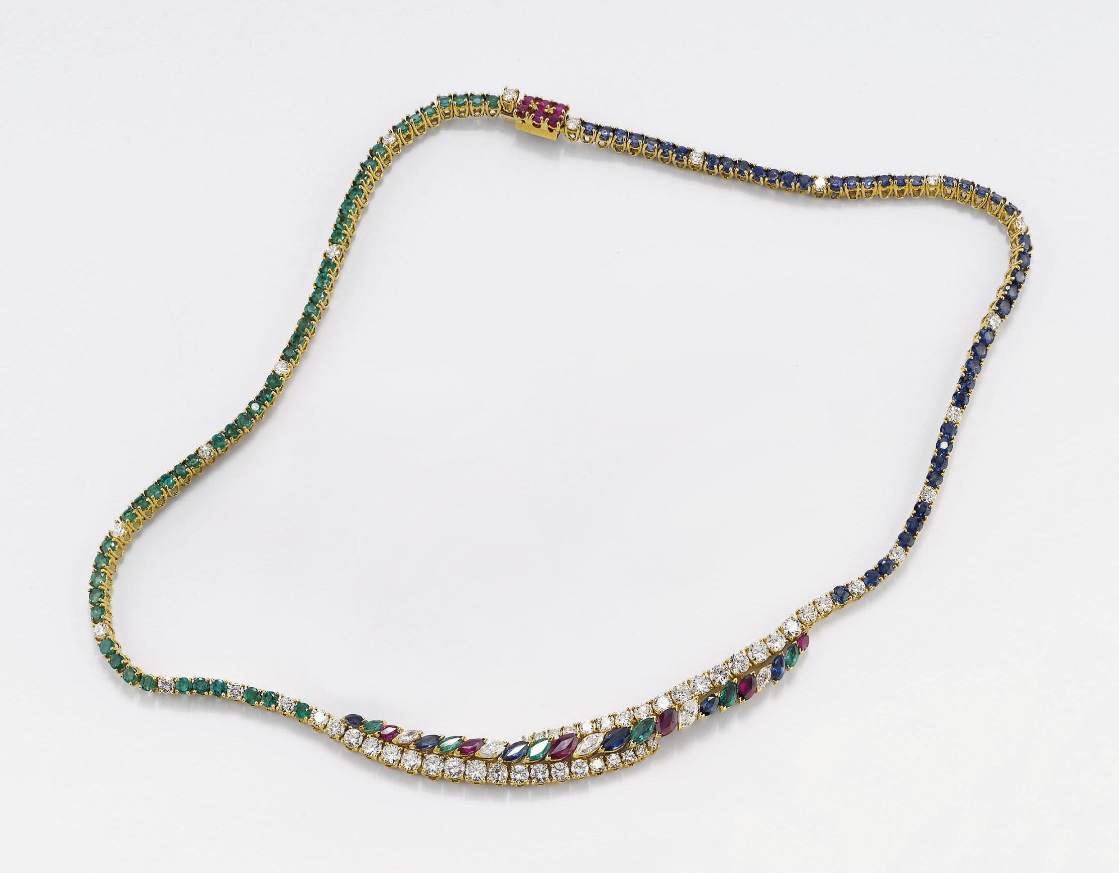 COLLANA IN ORO CON BRILLANTI E PIETRE DI COLORE