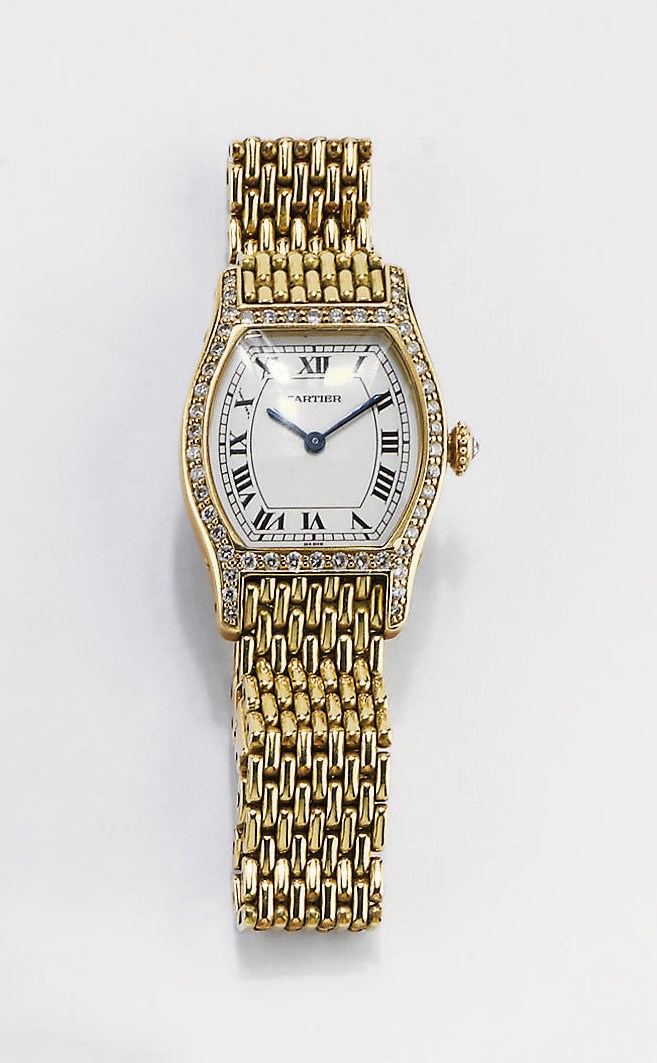OROLOGIO IN ORO E BRILLANTI, FIRMATO CARTIER PARIS