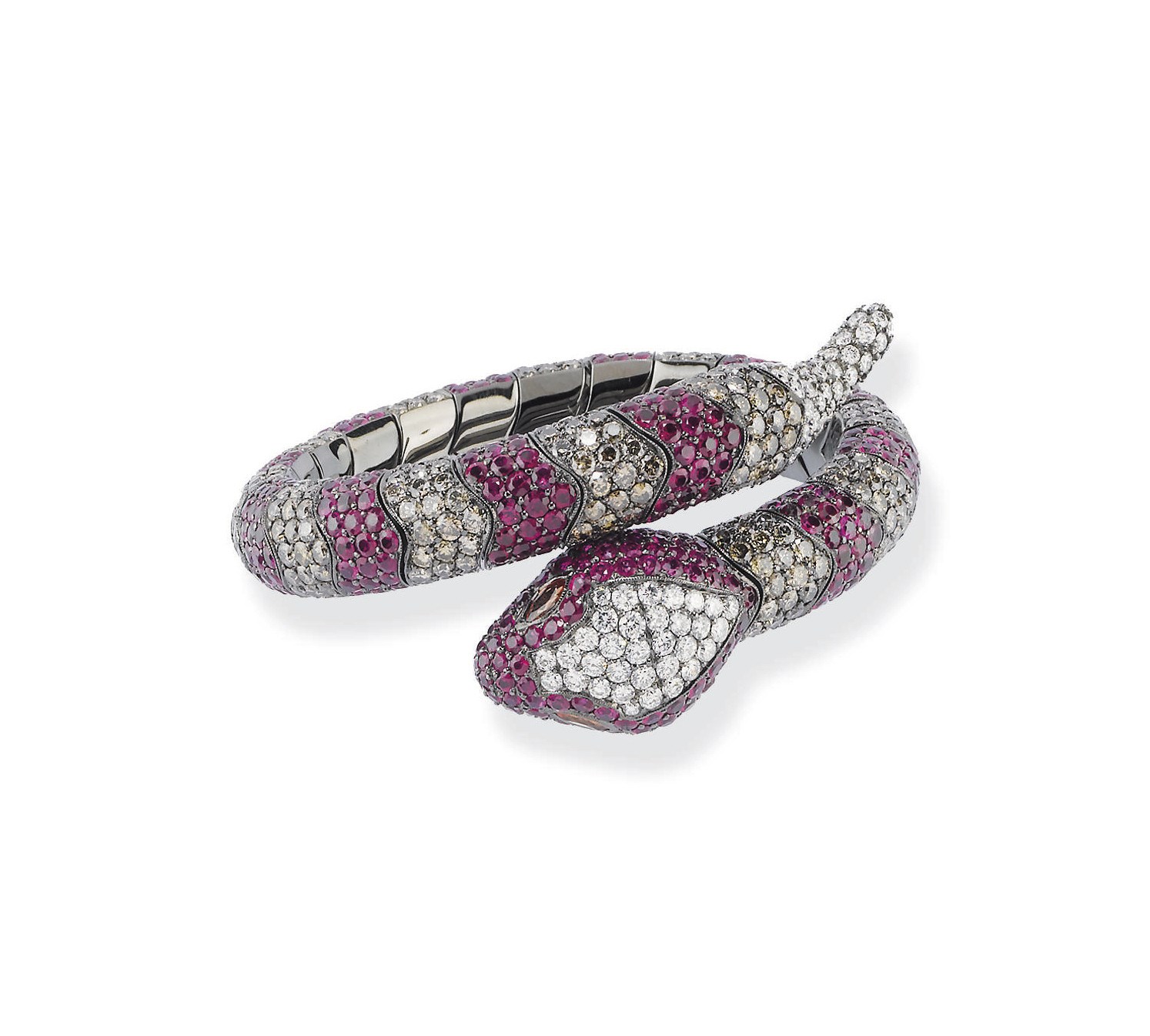 BRACCIALE IN RUBINI, BRILLANTI E BRILLANTI BROWN