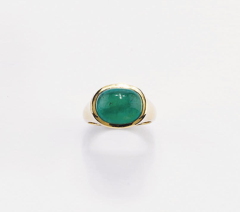 ANELLO CON SMERALDO CABOCHON, FIRMATO MICHELE DELLA VALLE