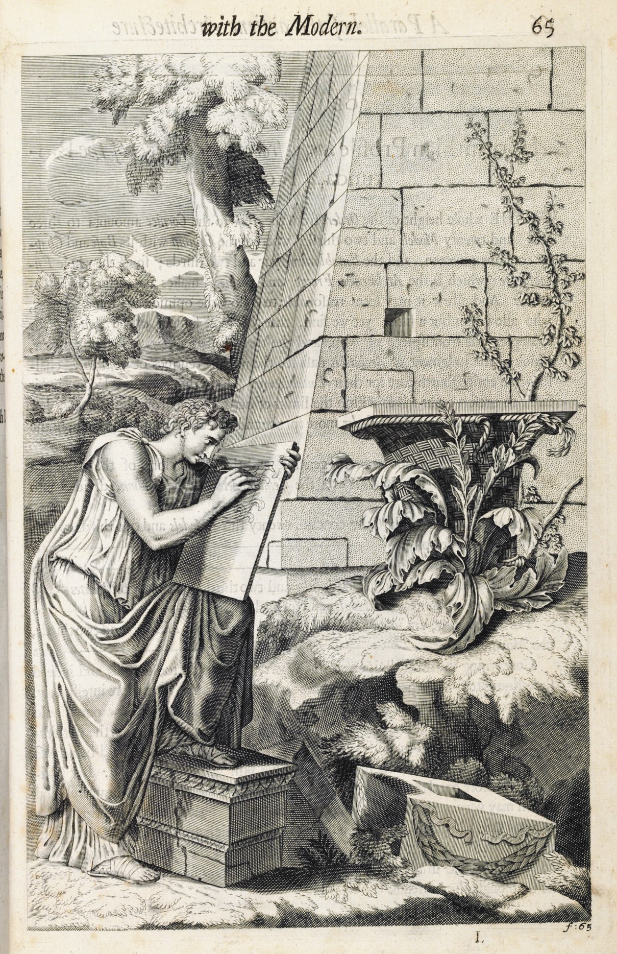 FRÉART, ROLAND, Sieur de Chambray (ca 1606-1676). A Parallel of the Antient Architecture with the Modern in a Collection of ten Principal Authors who have written upon the Five Orders... Translated by John Evelyn. London: Tho. Roycroft for John Place, 1664.