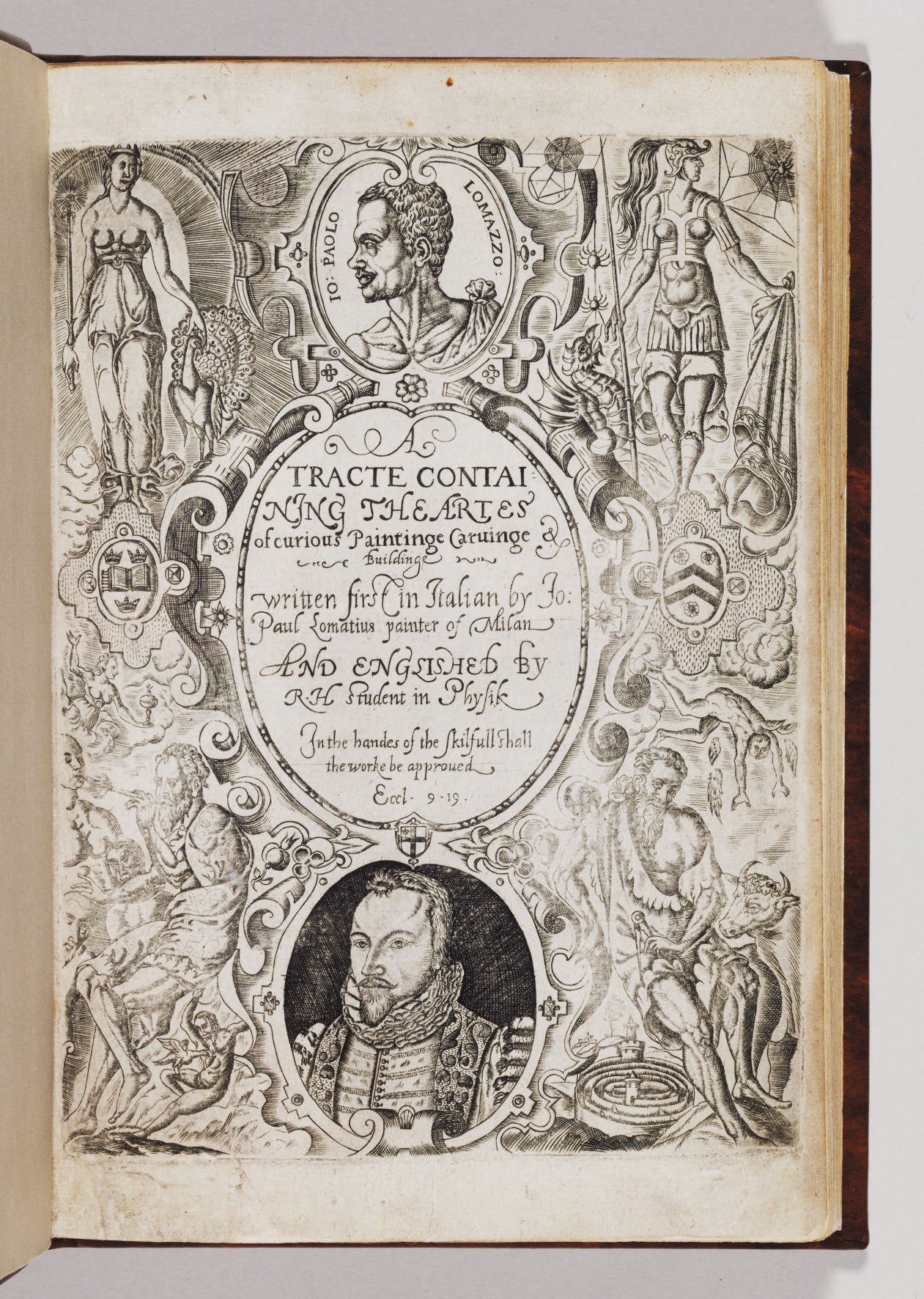 LOMAZZO, Giovanni Paolo (1538-1600). A Tracte Containing the Artes of Curious Paintinge Carvinge & Buildinge... Englished  by R[ichard]. H[aydock]. Oxford: Joseph Barnes for R.H[aydock], 1598.