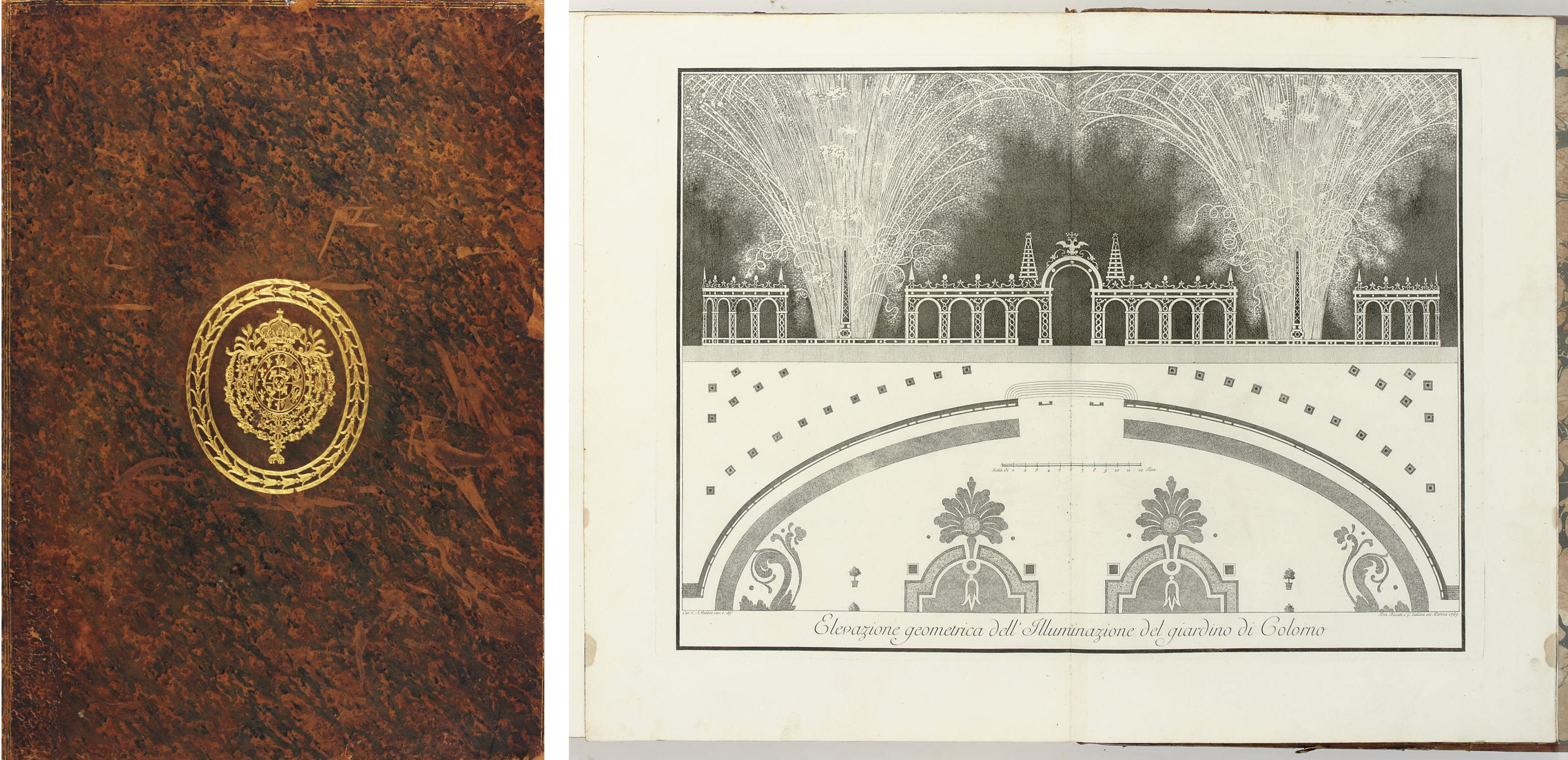 Descrizione delle Feste Celebrate in Parma l'anno MDCCLXIX per le auguste nozze di Sua Altezza Reale L'Infante Don Ferdinando colla Reale l'Archiduchessa Maria Amalia. Parma: [Bodoni at the] Stamperia Reale [1769].