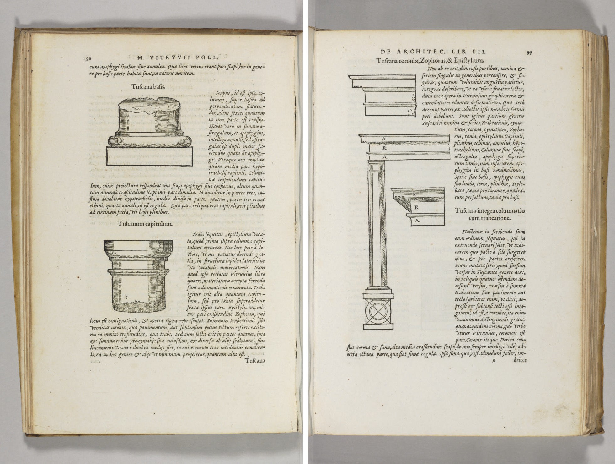 VITRUVIUS POLLIO, Marcus. De Architectura. Edited by Guillaume Philander. Lyons: Jean de Tournes, 1552.