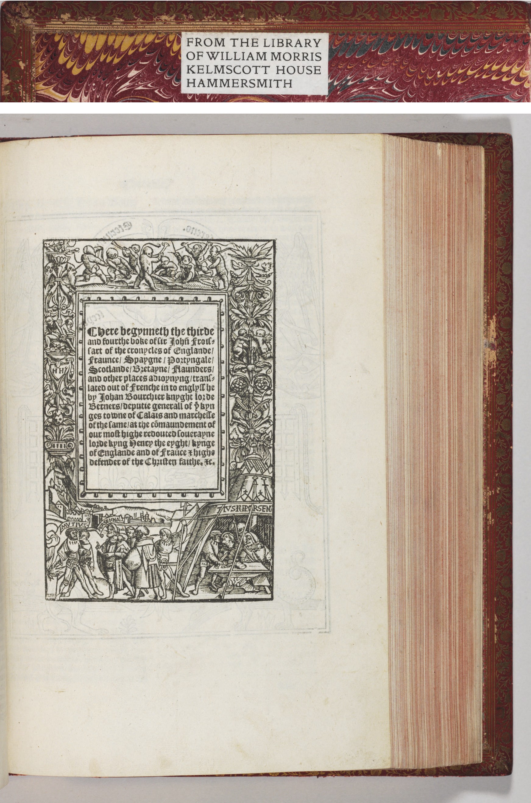 FROISSART, Jean (ca 1333 - ca 1410). Here begynnith the first volum of Syr John Froissart: o[f the Cro]nycles of Englande, France, Spayne, Portyngale, Scotlande, Bretaine, Flannders: and other places adioynynge. Translated from French into English by John Bourchier, second Baron Berners (1467-1533). London: [R. Redman ca 1535, and] "Wyllyam Myddylton", [1542]; Here begynneth the thirde and fourthe boke of Sir John Froissart of the cronycles of Englande.... [London: Richard Pinson, 1525].