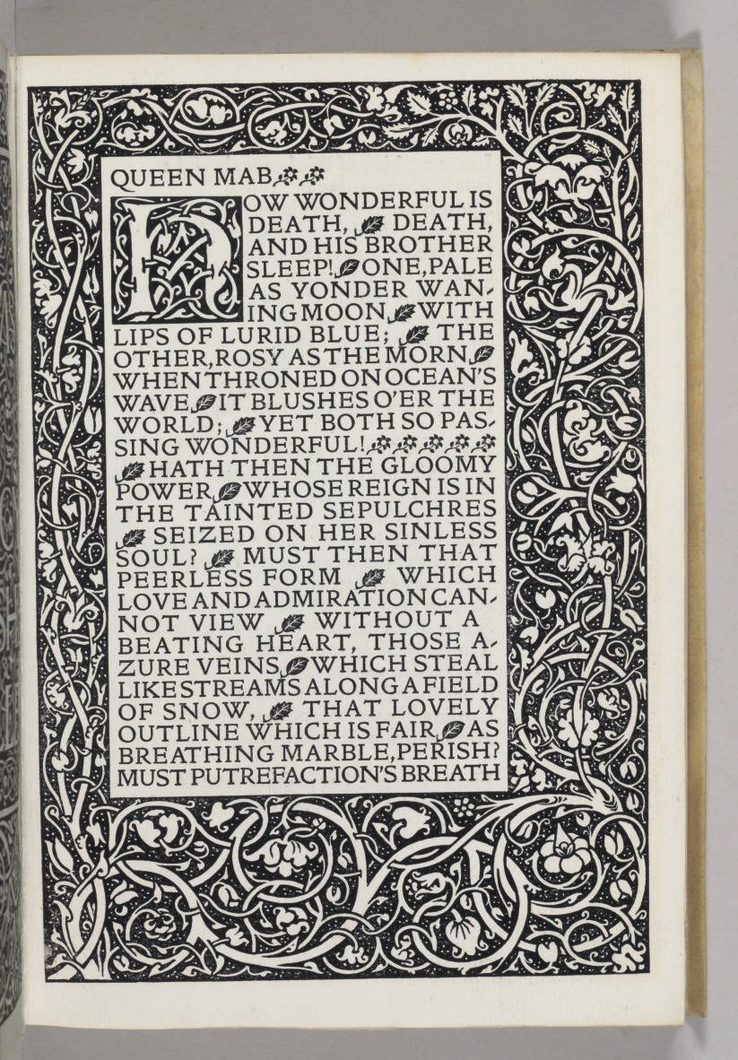 [KELMSCOTT PRESS]. SHELLEY, Percy Bysshe. The Poetical Works. Edited by F.S. Ellis. Hammersmith, 1894-95.
