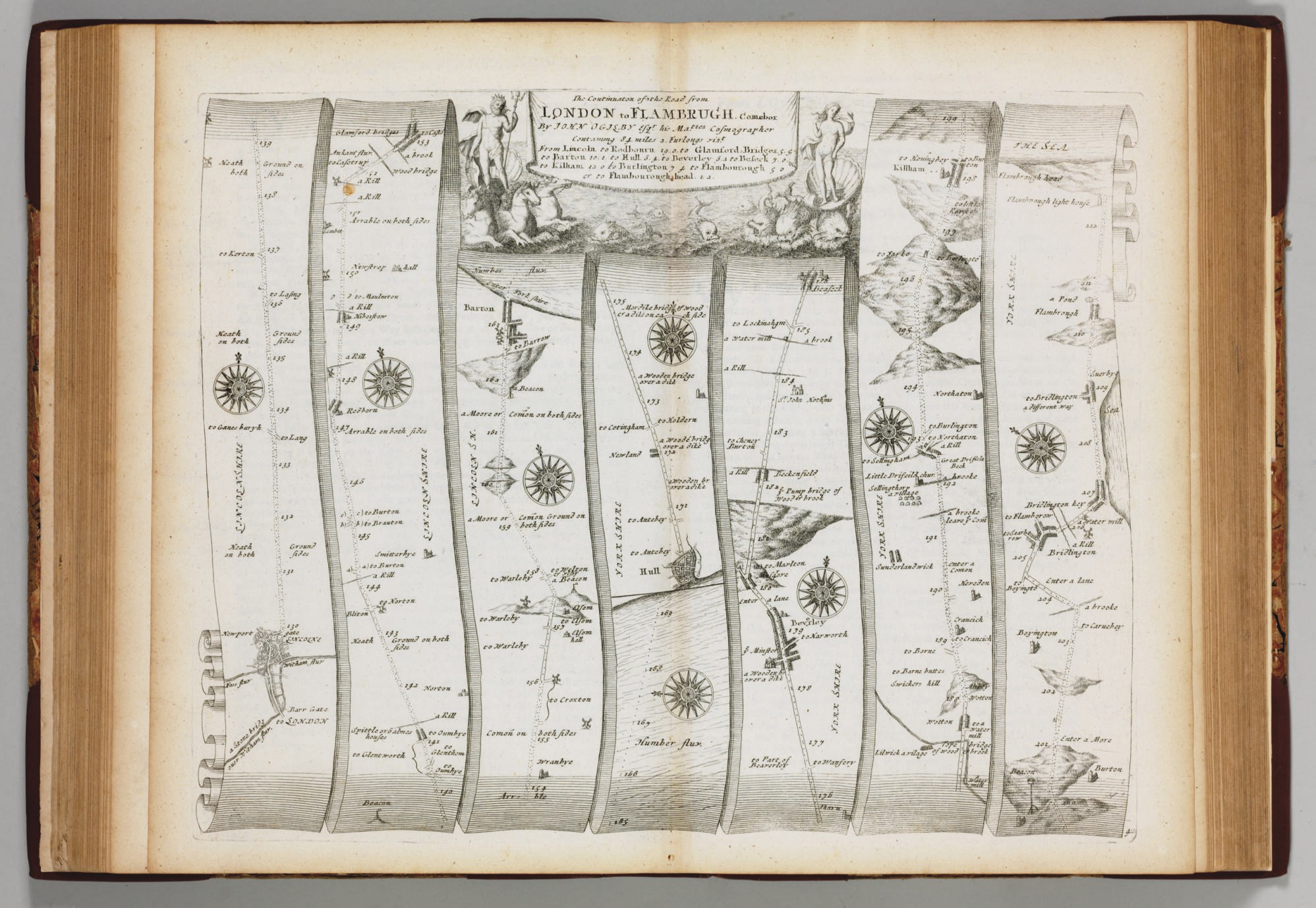 OGILBY, John (1600-1676). Britannia, Volume the First: or, An Illustration of the Kingdom of England and Dominion of Wales. London: by the author, 1675.