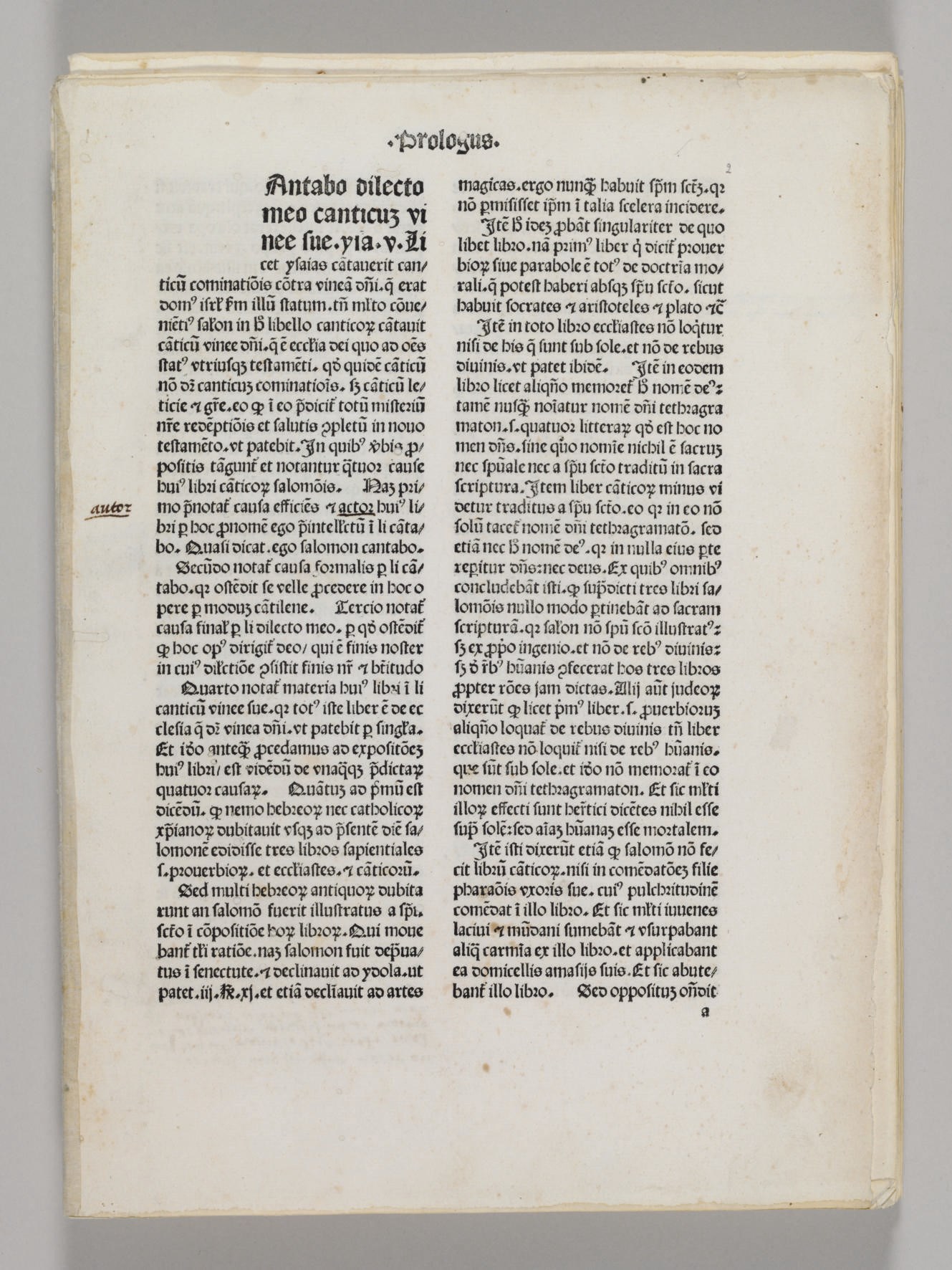 PEREZ DE VALENCIA, Jaime. Expositio in Cantica Canticorum Salomonis.  Valencia: Lambert Palmart, 19 May, 1486.