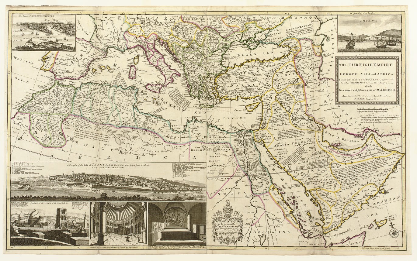 MOLL, Herman (1654-1732). The Turkish Empire in Europe. Asia and Africa. [London:]  Printed for H. Moll... in ye Strand, and John Bowles & Son at the Black Horse Cornhill and T. Bowles... in St. Paul's Church Yard and by John King at the Globe in the Poultry, [ca 1730].