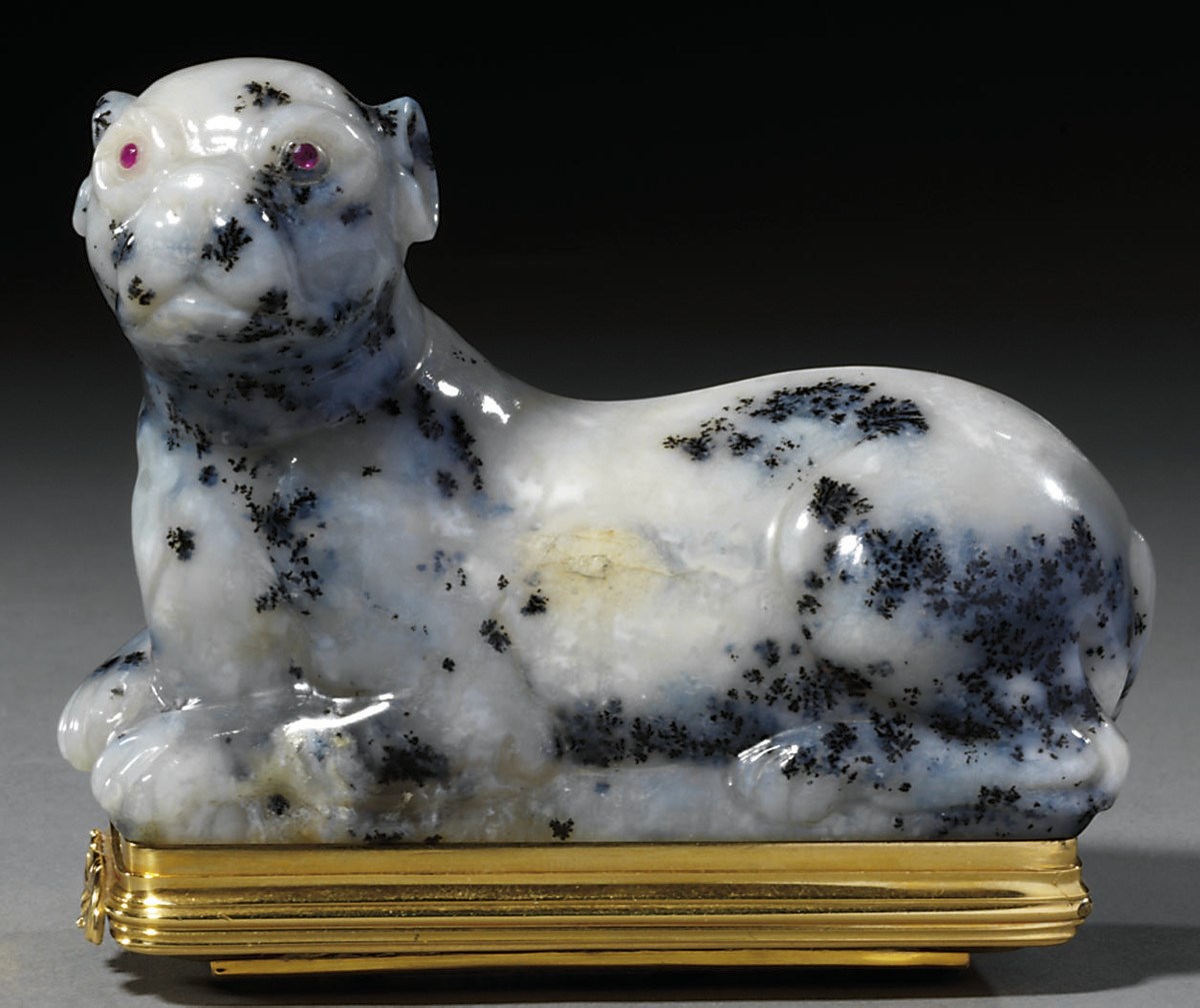 TABATIERE ALLEMANDE EN AGATE HERBORISEE ET OR