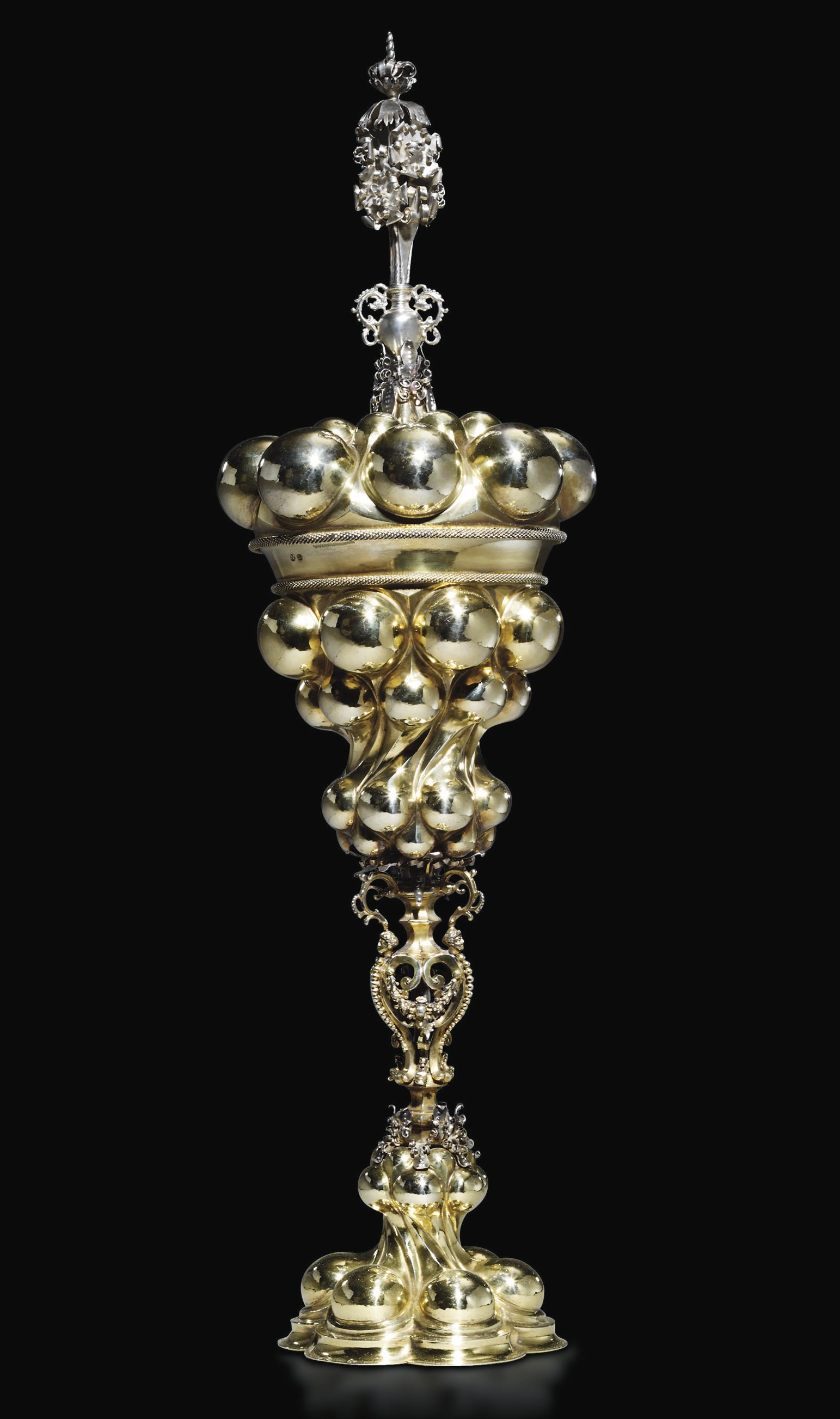 GRANDE COUPE ET SON COUVERCLE EN VERMEIL