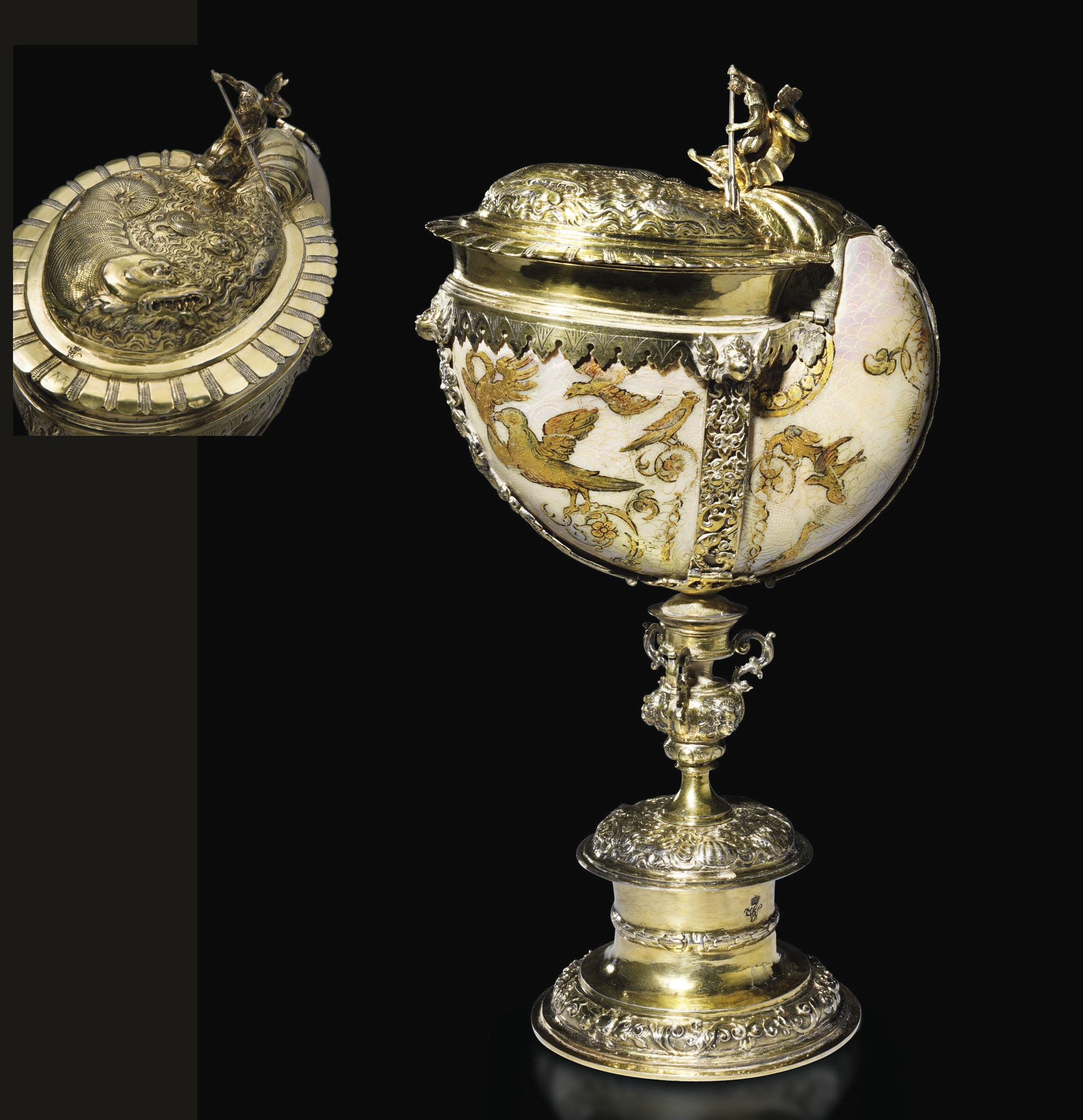 COUPE NAUTILE ET MONTURE EN VERMEIL