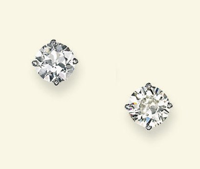 A PAIR OF DIAMOND EAR STUDS