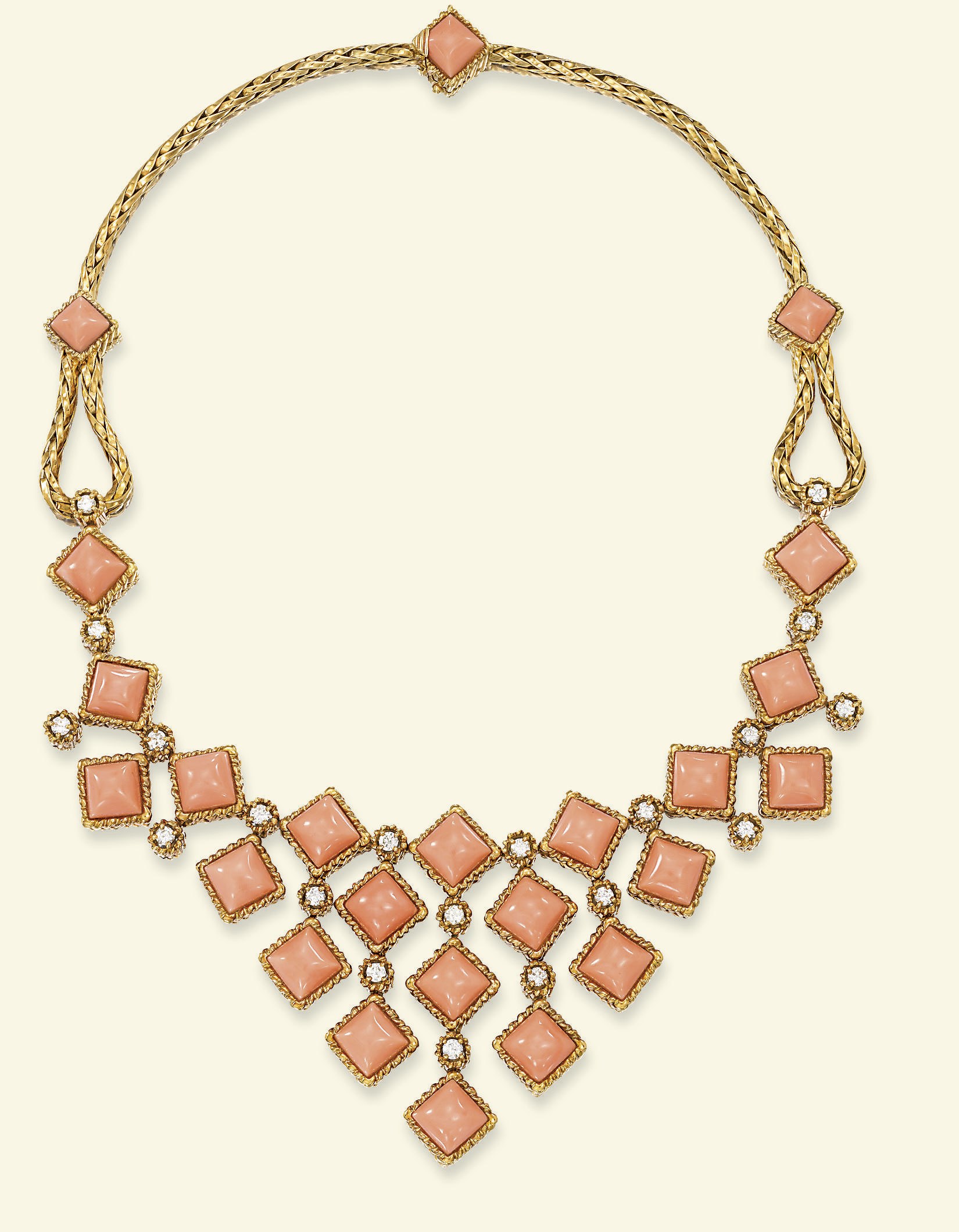 A CORAL AND DIAMOND NECKLACE, BY GÜBELIN