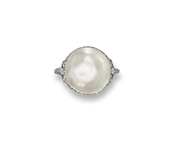 A BELLE EPOQUE NATURAL PEARL AND DIAMOND RING