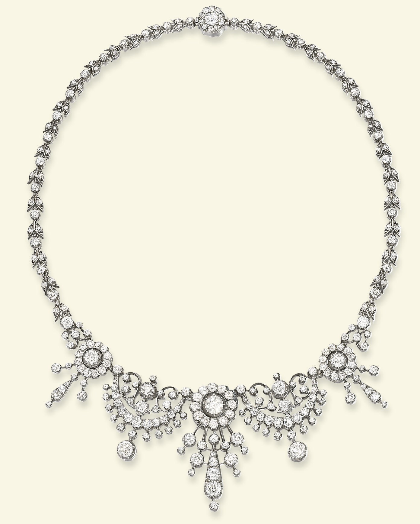 A LATE VICTORIAN DIAMOND NECKLACE/TIARA