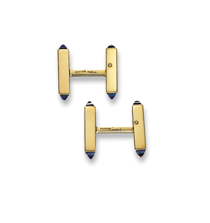 A PAIR OF SAPPHIRE CUFFLINKS, BY CARTIER