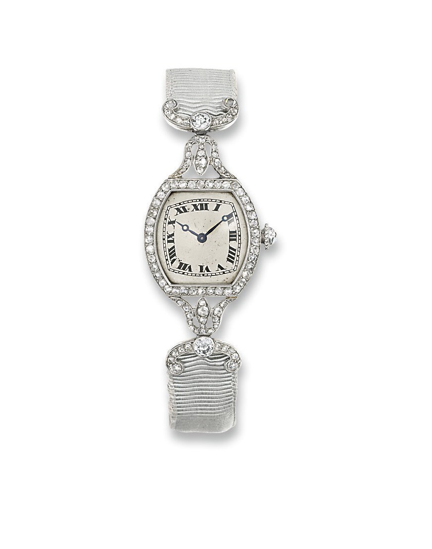 A LADY'S BELLE EPOQUE DIAMOND WRISTWATCH