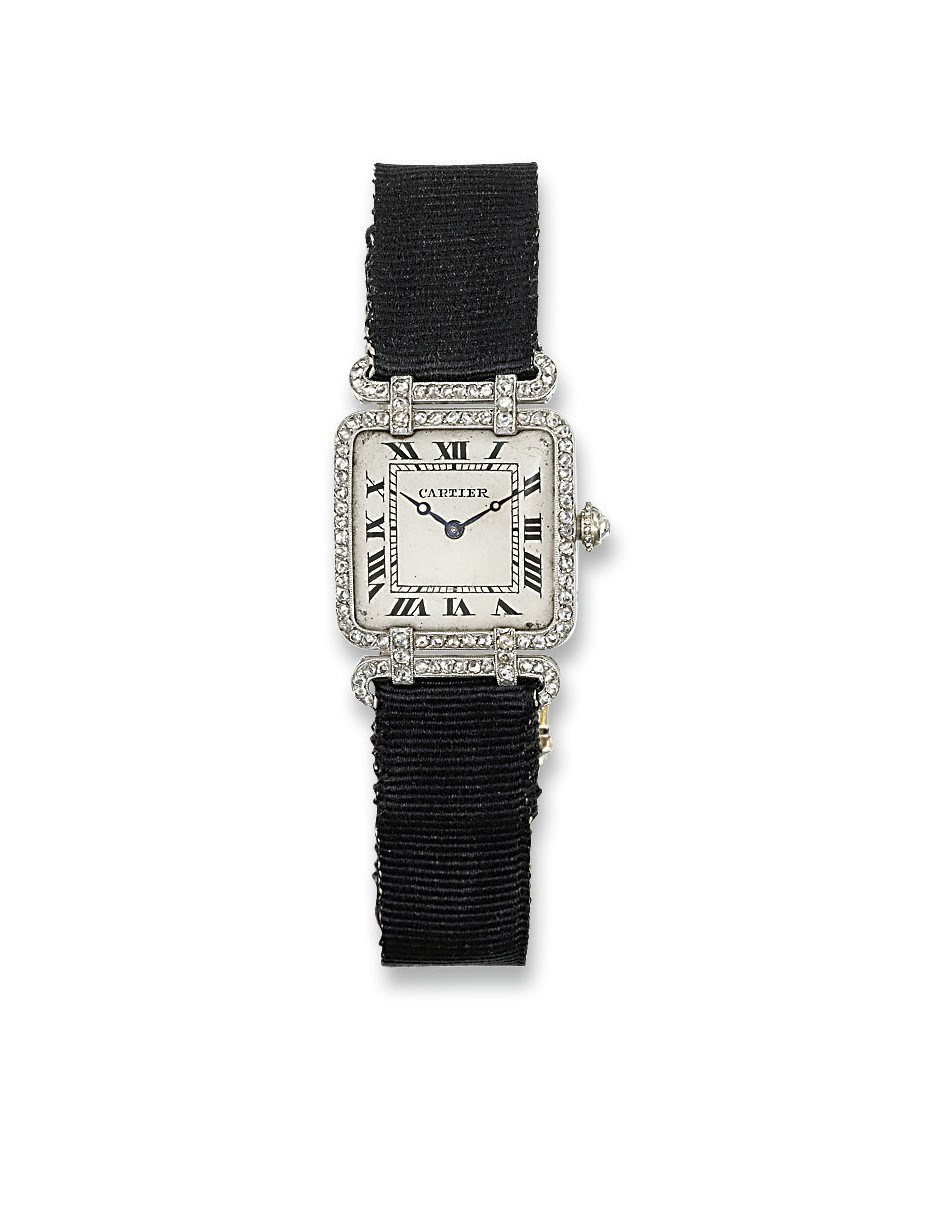 A LADY'S BELLE EPOQUE DIAMOND WRISTWATCH, BY CARTIER
