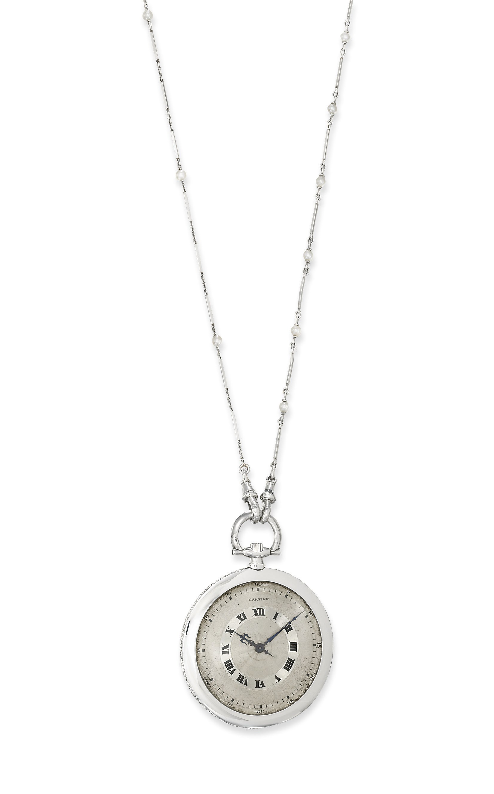 A DIAMOND AND PEARL DRESS WATCH, BY CARTIER