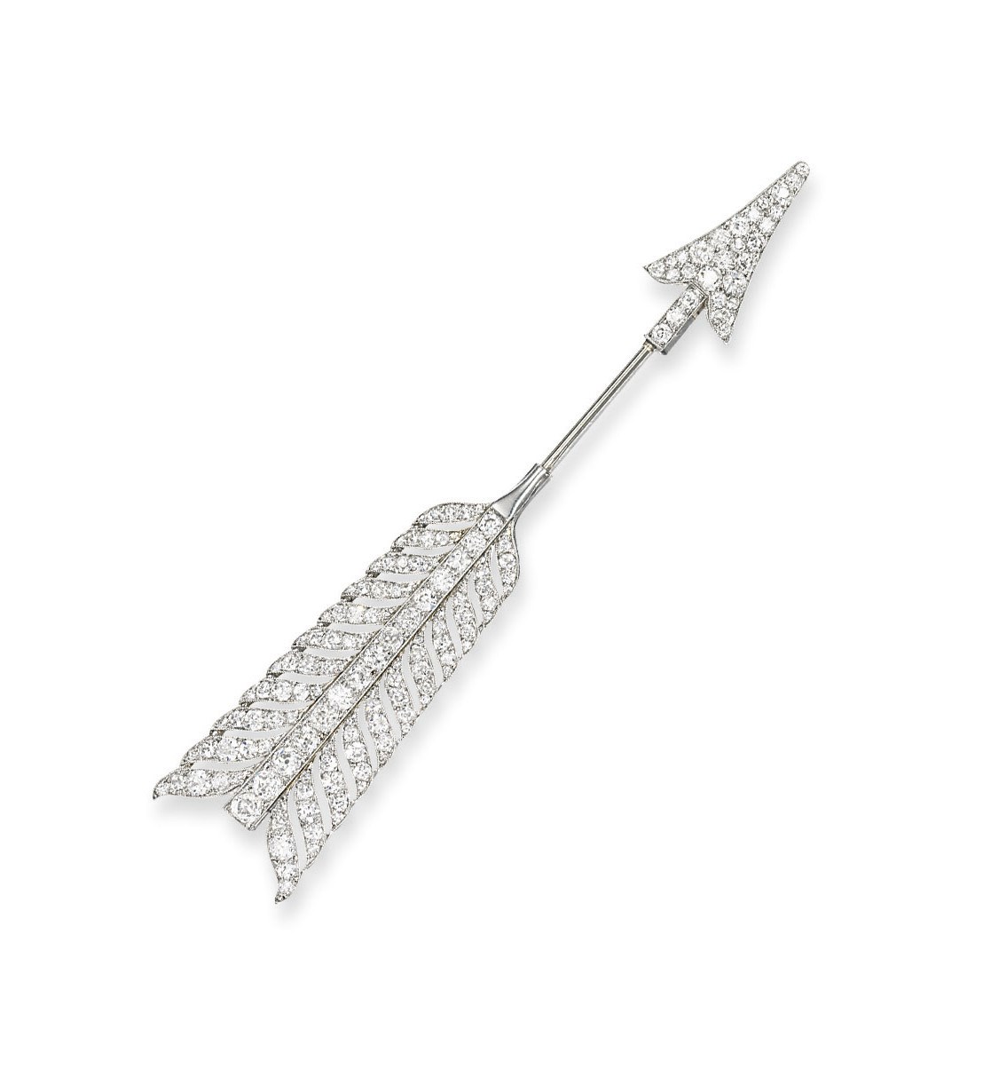 A DIAMOND JABOT PIN, BY CARTIER
