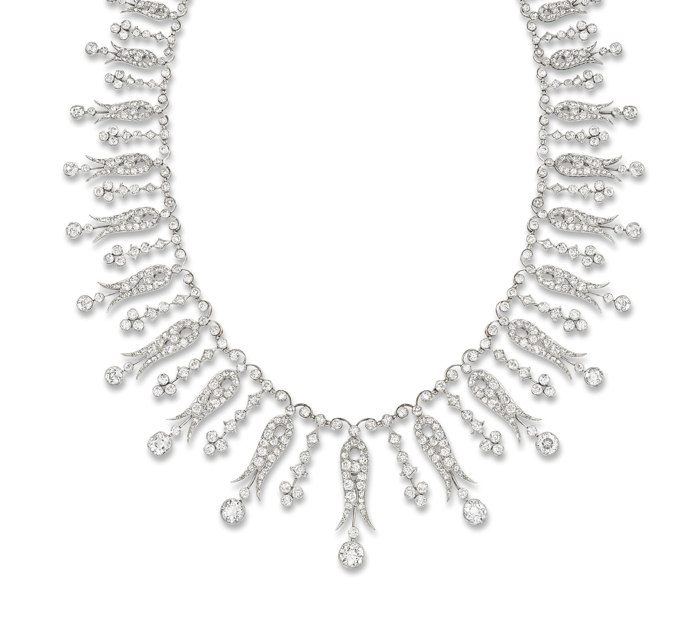 AN EDWARDIAN DIAMOND NECKLACE/TIARA
