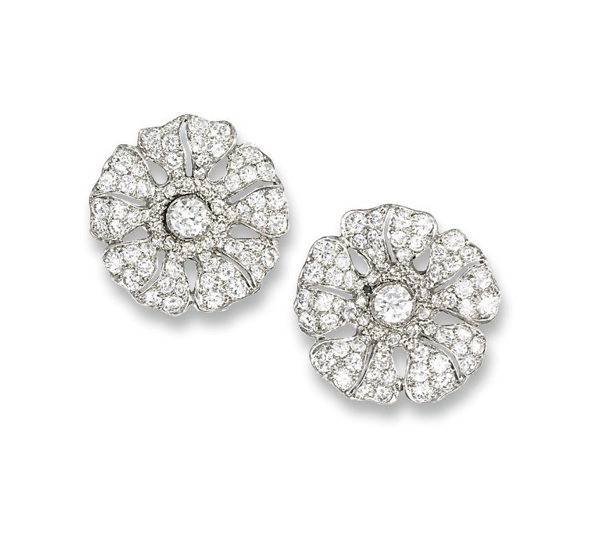 A PAIR OF DIAMOND EAR CLIPS, BY BULGARI