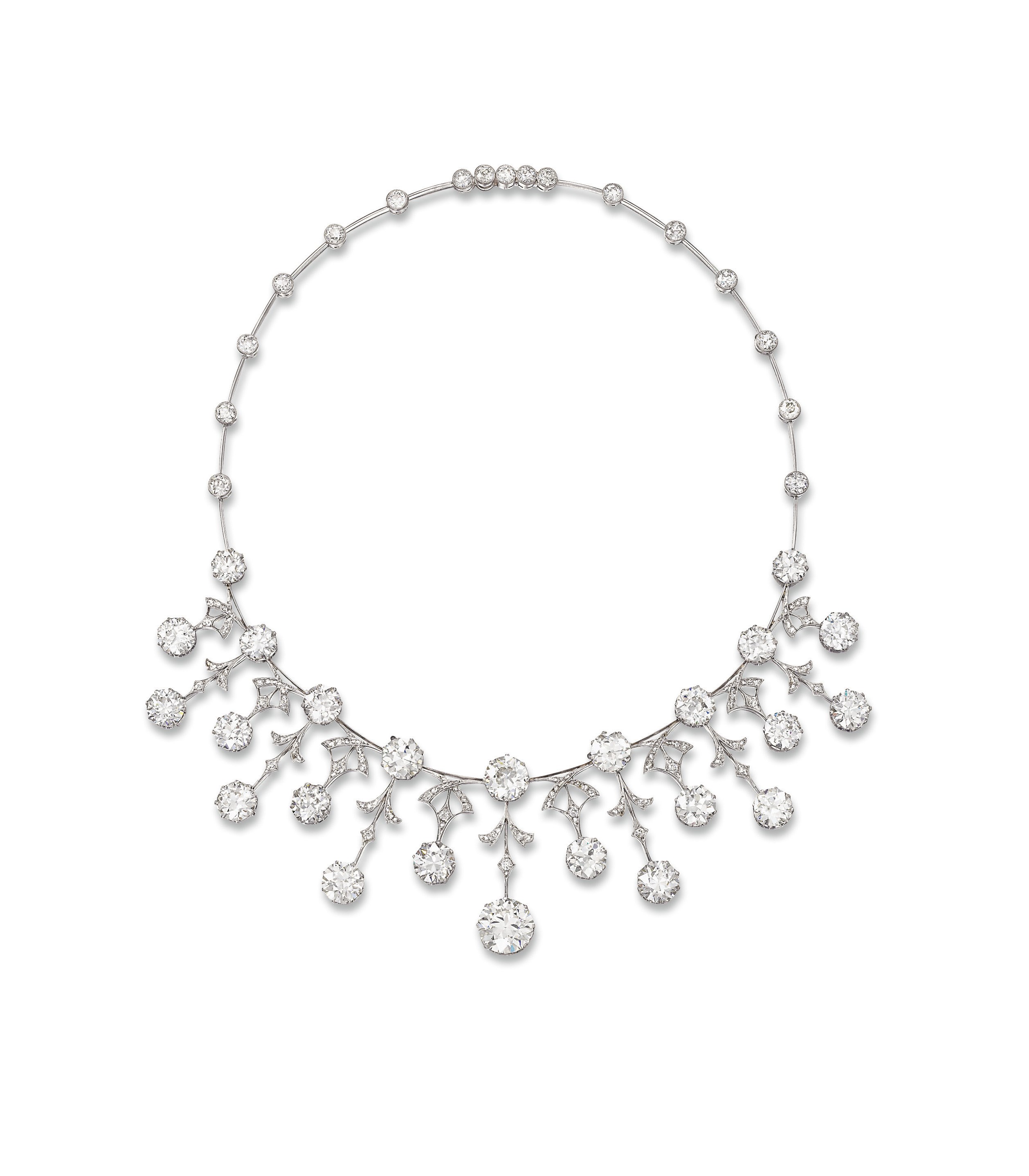 AN ATTRACTIVE BELLE EPOQUE DIAMOND NECKLACE/TIARA