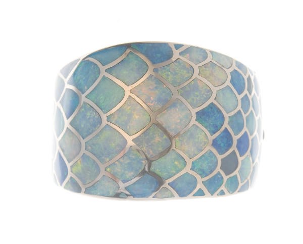 AN OPAL AND WHITE GOLD BRACELET, BY ANGELA CUMMINGS