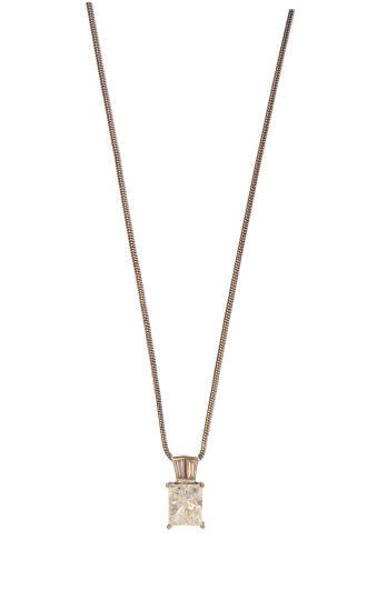 A DIAMOND, WHITE GOLD AND SILVER PENDANT NECKLACE