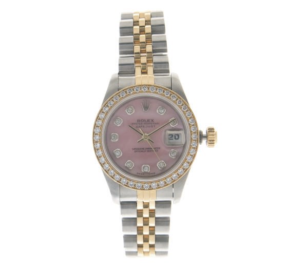 AN 18K GOLD, DIAMOND AND STEEL WRISTWATCH, BY ROLEX