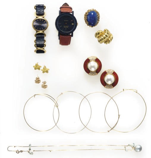 A GROUP OF MULTI-GEM, ENAMEL AND GOLD JEWELRY