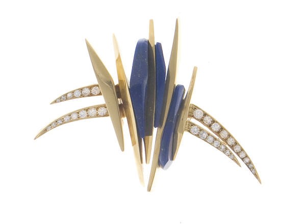 A LAPIS LAZULI, DIAMOND AND GOLD BROOCH, BY BOUCHERON