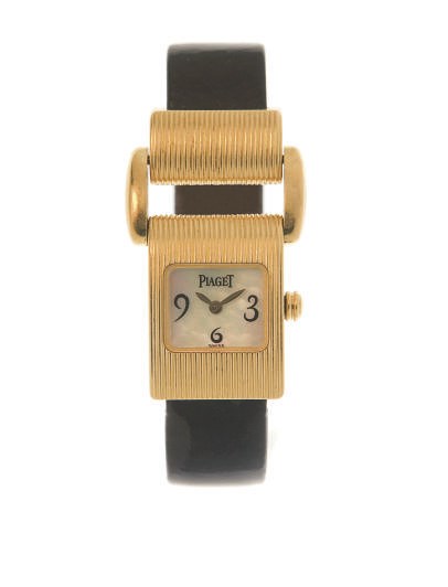 A GOLD AND MOTHER-OF-PEARL'MISS PROTOCOLE' WRISTWATCH, BY PIAGET