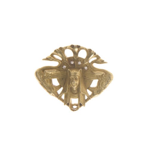 AN ART NOUVEAU GOLD AND DIAMOND BROOCH