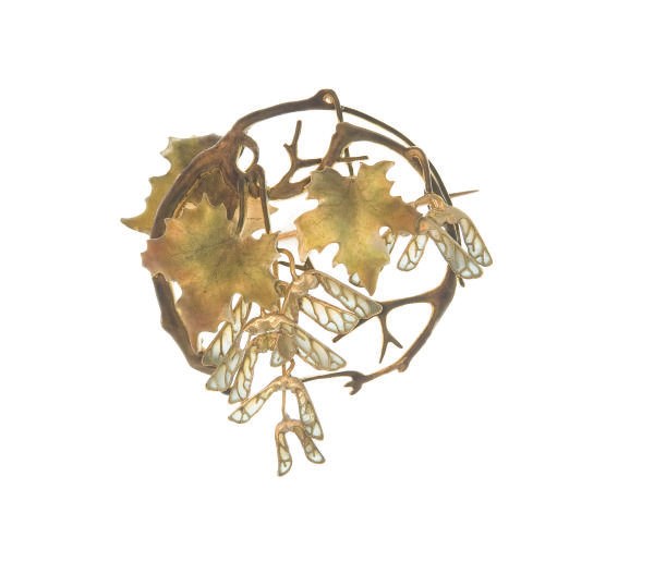 AN ART NOUVEAU ENAMEL AND GOLD BROOCH, BY GABRIEL FALGUIERES