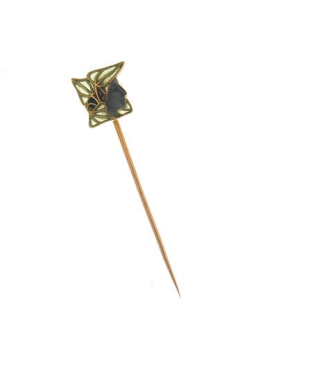 AN ART NOUVEAU ENAMEL STICK PIN, BY RENE LALIQUE
