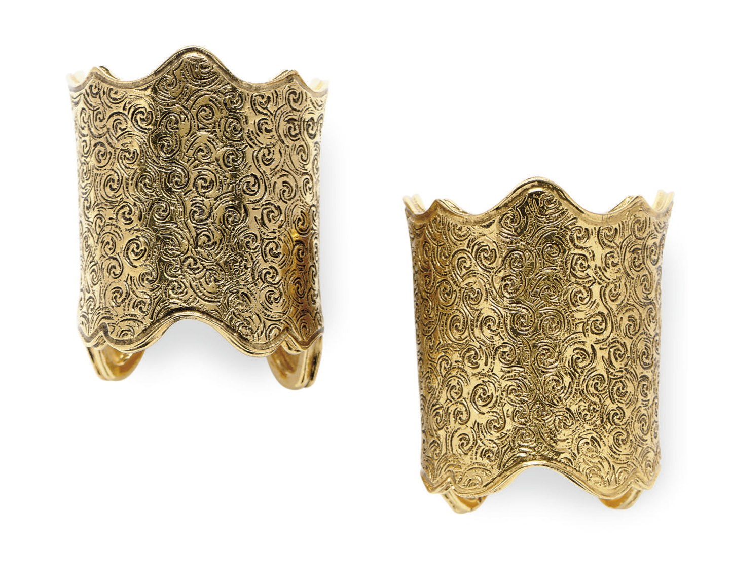 A PAIR OF YVES SAINT LAURENT GOLD VERMIL 'BYZANTINE' CUFFS,