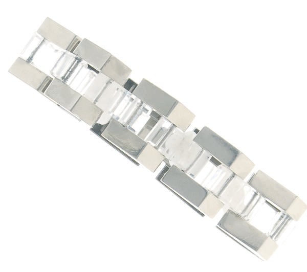 AN 18K WHITE GOLD AND ROCK CRYSTAL BRACELET, BY VAN CLEEF & ARPELS